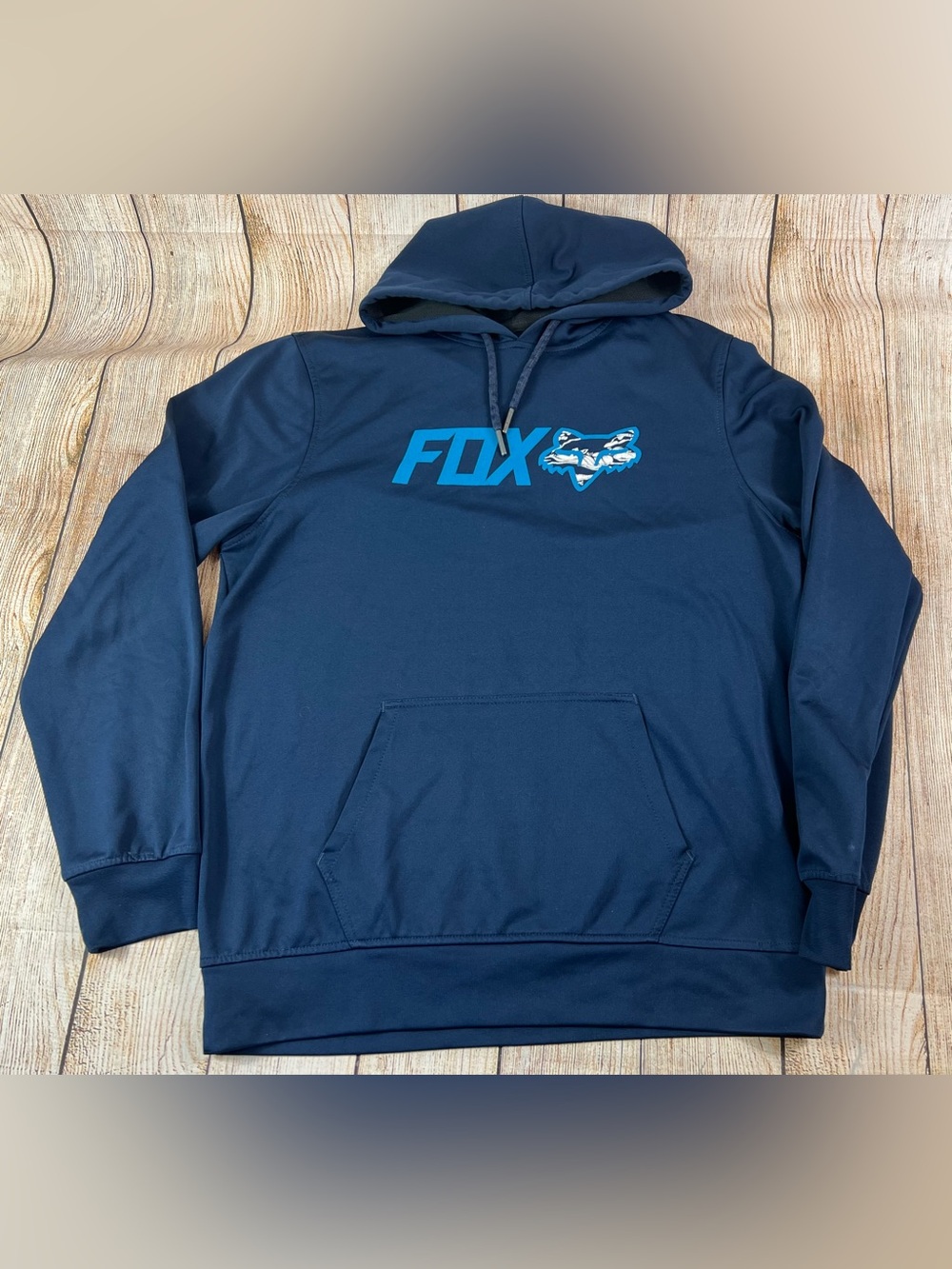 Mens Fox Racing Blue Hoodie Sweatshirt Size Large